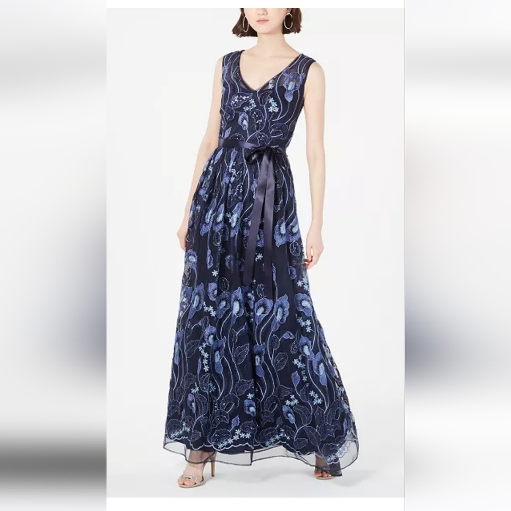 Petite Embroidered Embellished Gown